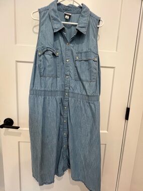 Ava & Viv Light Blue Chambray Shirt Dress